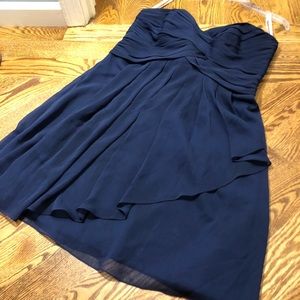 Navy, strapless, short Bridesmaid Dress 👗